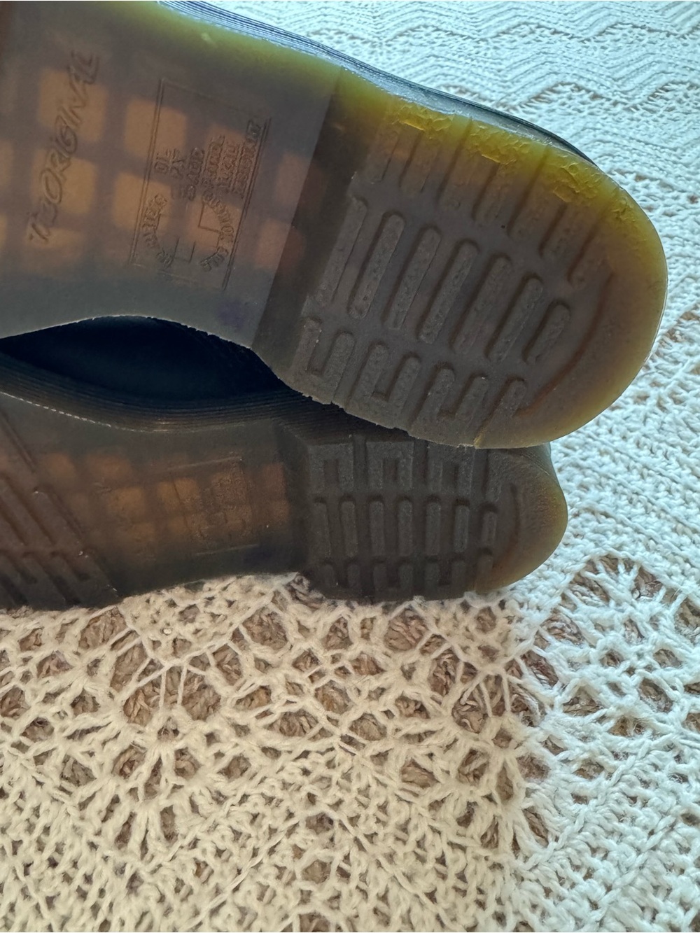 Dr. Martens Matte Black Leather Eye Lace-Up Boots Yellow Stitching Size 9 - Picture 12 of 16